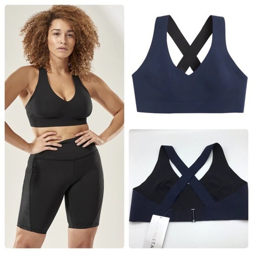 NWT! Athleta Crossover‎ Reversible Bra A-C D-DD Navy/Black X-Small